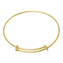 1 Gold Plated Stainless Steel Bangle Charm Bracelet, adjustable fits small to medium wrist 14 gauge, fin0428a