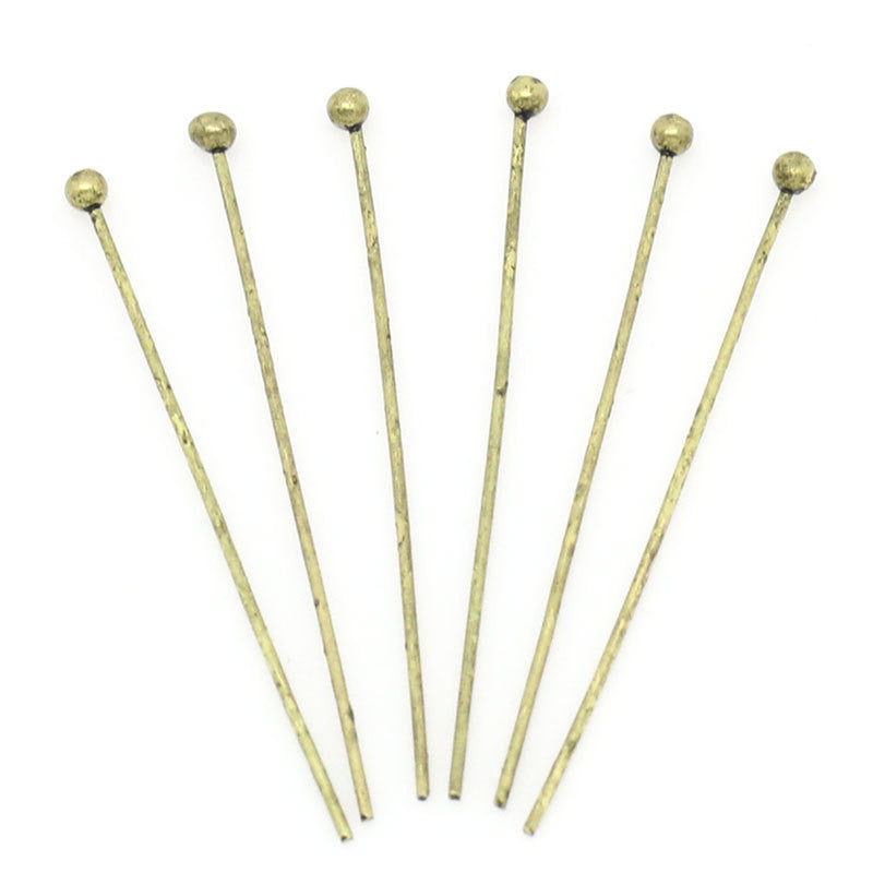 1000 Antique Bronze THIN Ball Head Pins, 1-1/8" long (28mm)  24ga  24 gauge for wire wrapping pin0079