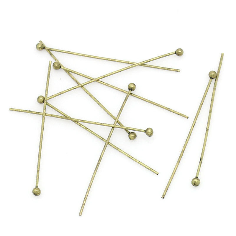 1000 Antique Bronze THIN Ball Head Pins, 1-1/8" long (28mm)  24ga  24 gauge for wire wrapping pin0079