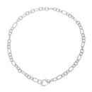 12 Silver Plated Figaro Chain Bracelets with Lobster Clasp, oval links, mother and son chain, 7.5" long 19cm fch0256