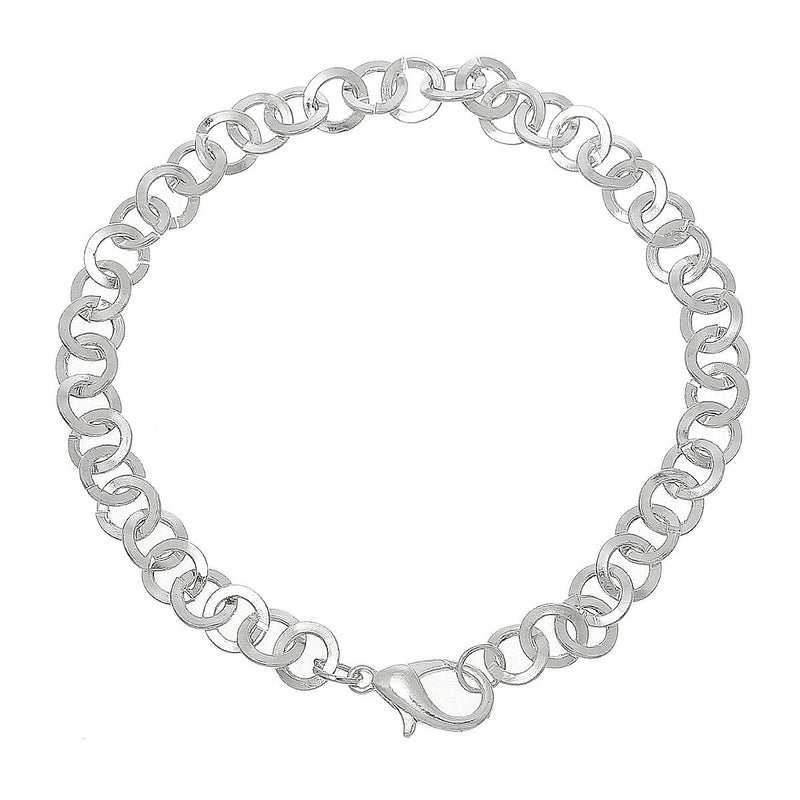 12 Silver Plated Rollo Chain Bracelets with Lobster Clasp, 7-7/8" long 20cm  fch0257