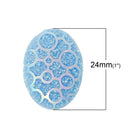5 RESIN Patterned Oval Druzy CABOCHONS, baby blue, 24x17mm diameter cab0312