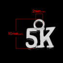 5K Running Fitness Charm, Silver Plated Charm . 10mm, 10 charms, chs1836