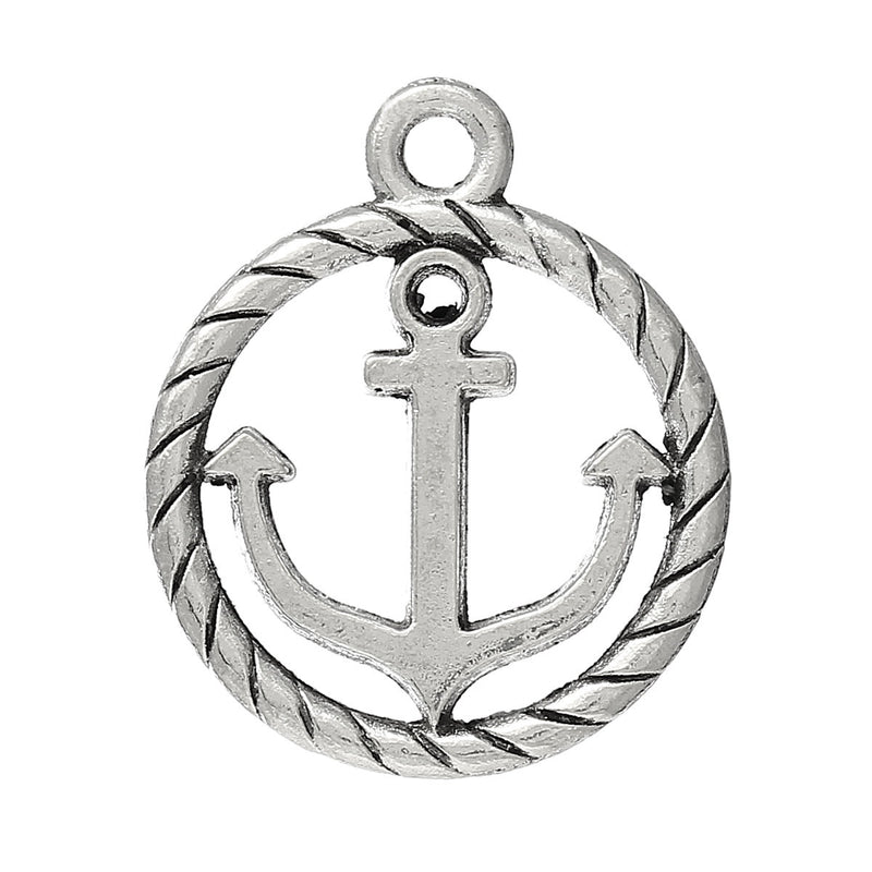 5 OPEN ANCHOR Charms, Antique Silver Metal Pendant Charms  19mm  chs1833