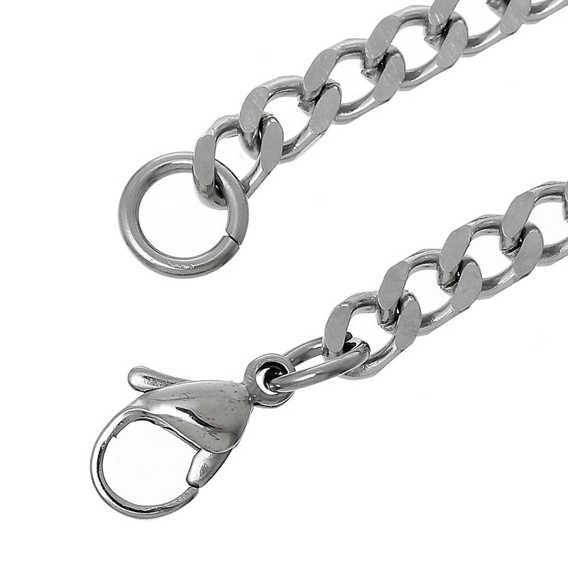 1 STAINLESS STEEL Curb Link Chain Necklace with Lobster Clasp, 18" fch0264