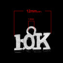 10K Running Fitness Charm, Silver Plated Charm . 12mm, 10 charms, chs1834