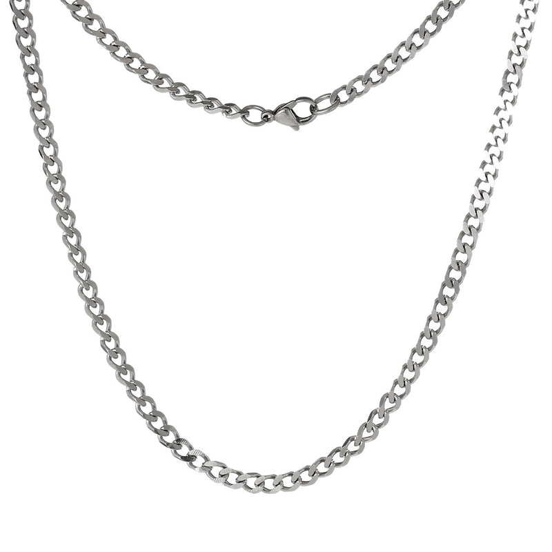 1 STAINLESS STEEL Curb Link Chain Necklace with Lobster Clasp, 18" fch0264