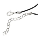 50 JET BLACK Rubber Necklace Cords with Lobster Clasp . 16-7/8" long with 2" extender chain  fch0263