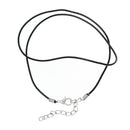50 JET BLACK Rubber Necklace Cords with Lobster Clasp . 16-7/8" long with 2" extender chain  fch0263