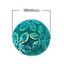 10 Round Resin PEACOCK BLUE Teal AB Druzy Cabochons, 18mm  cab0309