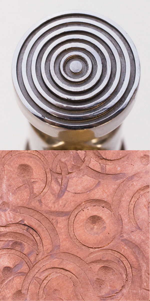 Metal Double Sided BULLSEYE TEXTURE HAMMER for Metal Stamping, narrow bullseye, wide bullseye pattern, tol0347