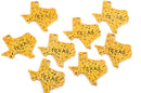 4 Stamped TEXAS STATE Cutout Charm Pendants, hammered antique gold tone metal, chg0265