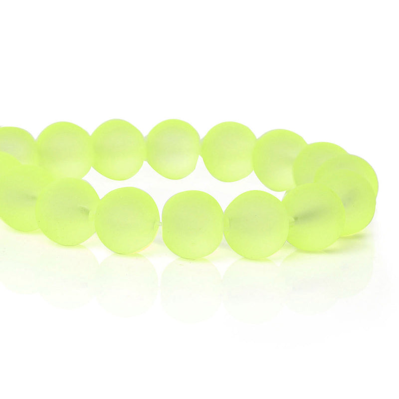 10mm Frosted BRIGHT YELLOW Glass Beads, double strand, about 86 beads,  bgl1214