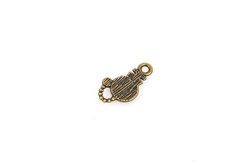 5 POCKET WATCH Charms with rhinestone crystals, Bronze Tone Metal, 5/8" tall chb0365