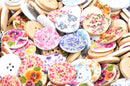 20 Large Painted WOOD BUTTONS . 30mm . Scrapbooking . Beading . Sewing  mixed geometric designs, bright colors, but0137