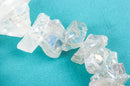 Quartz Gemstone Beads, Polished Rough NUGGETS Bead, CLEAR AB Coated, full strand, about 29-30 beads, gqz0061
