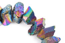 Rainbow Titanium Coated Quartz Gemstone Rough NUGGETS Beads, metallic, strand, about 29-30 beads  gqz0060