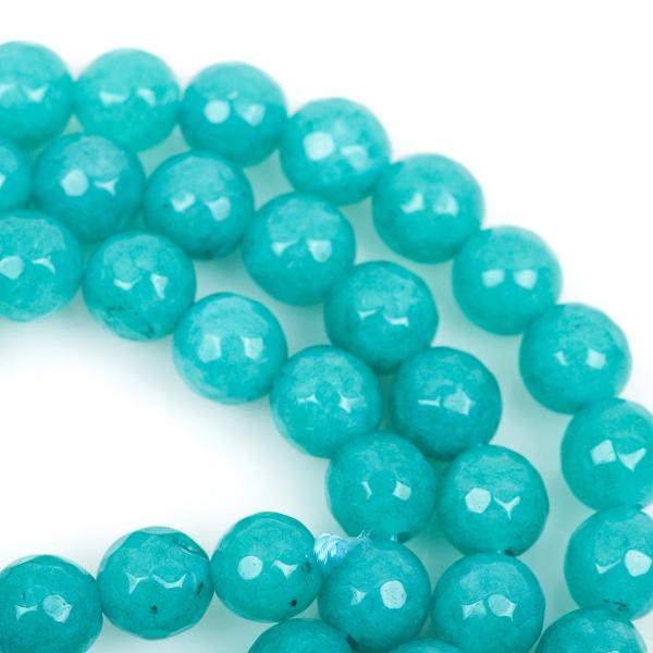 6mm Round Faceted TURQUOISE BLUE Jade Gemstone Beads, full strand gjd0096