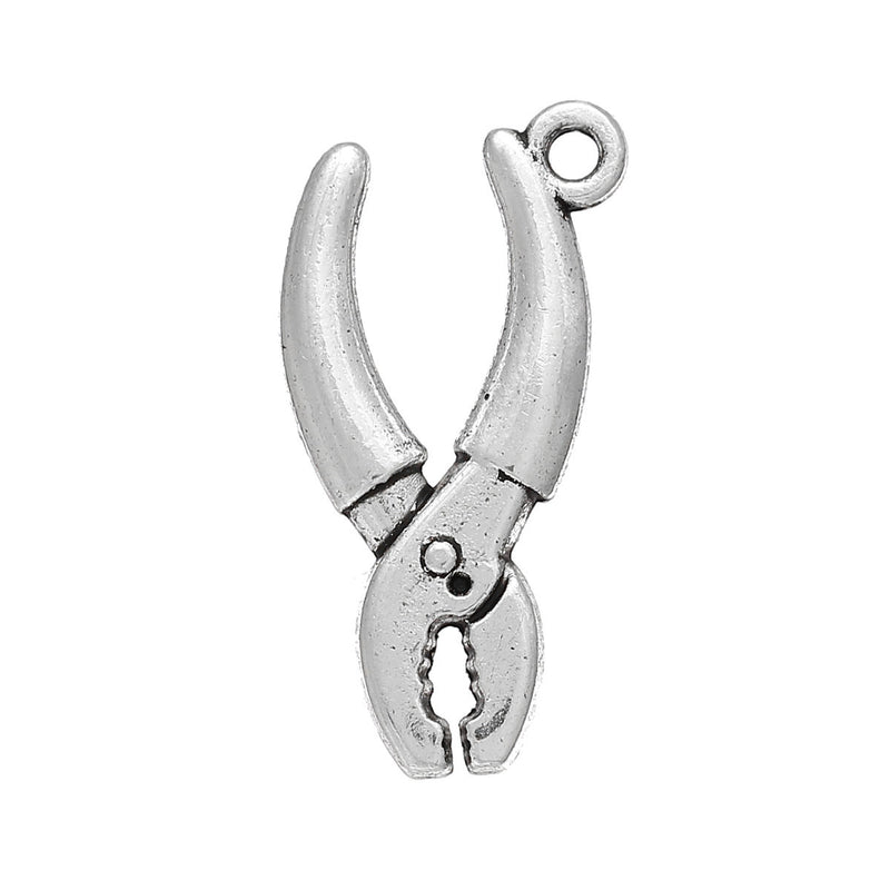 10 PLIERS TOOL Charm Pendants, antique silver tone metal, Fathers Day, chs1846