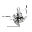 4 PINWHEEL FAN Charms, antique silver tone Metal, 7/8" wide chs1850