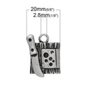 2 CHEESE TRAY Charms, cutting board and knife, cheese, antique silver tone metal, chs1849