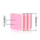 25 BUBBLEGUM PINK 10mm x 9mm Acrylic Cube Beads, Stripes, bulk package, bac0306a