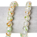10mm ORANGE and GREEN Crackle Glass Beads, two-tone color, double strand, about 83 beads  bgl1217