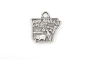 8 ARKANSAS STATE Cutout Charm Pendants, textured silver tone metal, chs1860