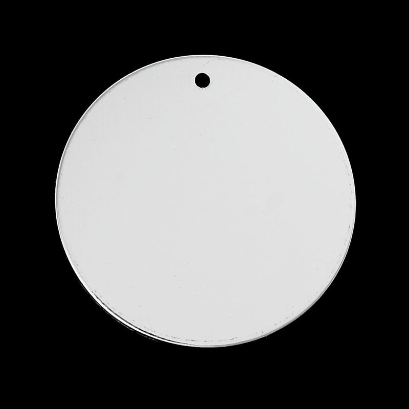 10 Bright Silver Plated Circle Disc Metal Stamping Blanks, 22 gauge, 1-1/8" diameter (30mm)  MSB0268