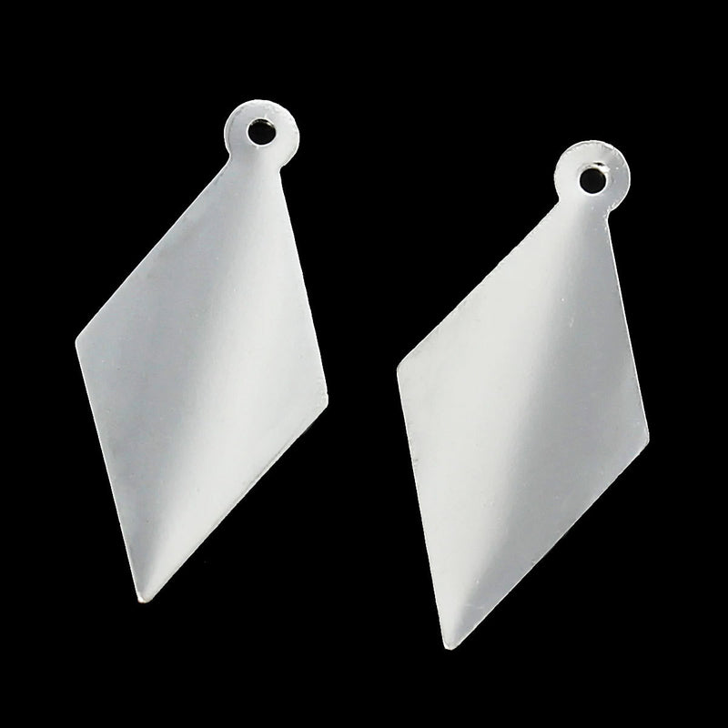 30 Bright Silver Plated DIAMOND Metal Stamping Blanks, 22 gauge, 7/8" x 3/8" (21x10mm)  msb0274b