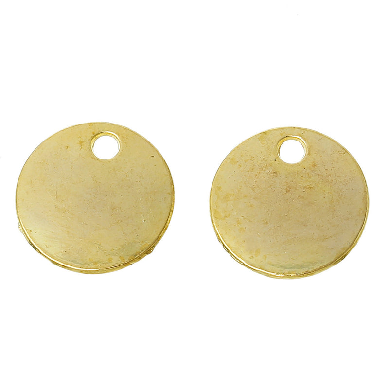 10 Bright Gold Plated Circle Disc Metal Stamping Blanks, 14 gauge, 5/8" diameter (16mm)  msb0275a