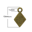 200 Bronze Plated DIAMOND Metal Stamping Blanks, 18 gauge, 1/2" x 3/8" (13x8mm) bulk package msb0276b