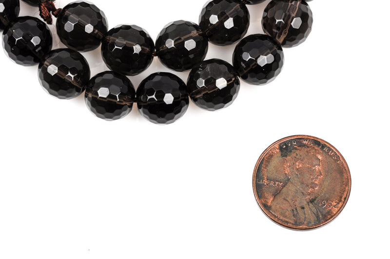 10mm SMOKY QUARTZ Round Beads, faceted, gray, full strand, about 39 beads, gqz0064