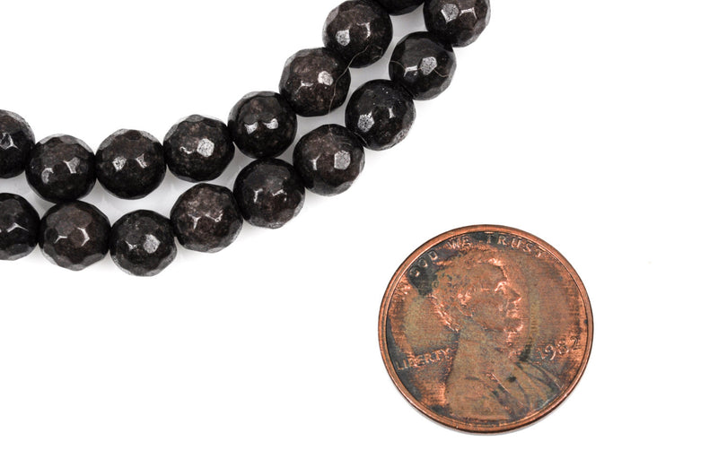 6mm Round Faceted CHOCOLATE BROWN Jade Gemstone Beads, full strand gjd0097