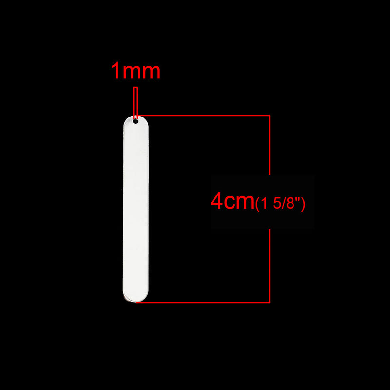 10 Bright Silver Plated ROUNDED RECTANGLE Metal Stamping Blanks, stick strip, 24 gauge, 1-5/8" x 1/4" (40x5mm)  msb0269a