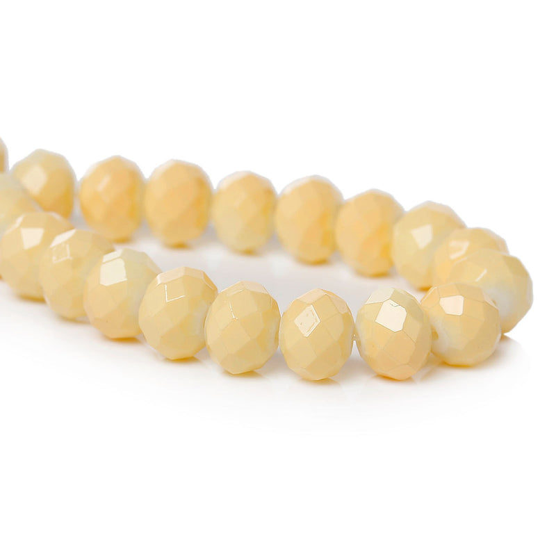 8mm CREAM YELLOW Opaque Crystal Glass Faceted Rondelle Beads, full strand, about 72 beads  bgl1225