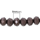 8mm x 6mm Pearl CHOCOLATE BROWN Opaque Crystal Glass Faceted Rondelle Beads . double strand, about 144 beads, bgl1226