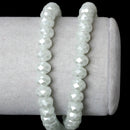 8mm x 6mm Pearl WHITE Opaque Crystal Glass Faceted Rondelle Beads . double strand, about 144 beads, bgl1228