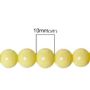 10mm Round Glass Beads, YELLOW CHIFFON, smooth, double strand, about 90 beads,  bgl1229