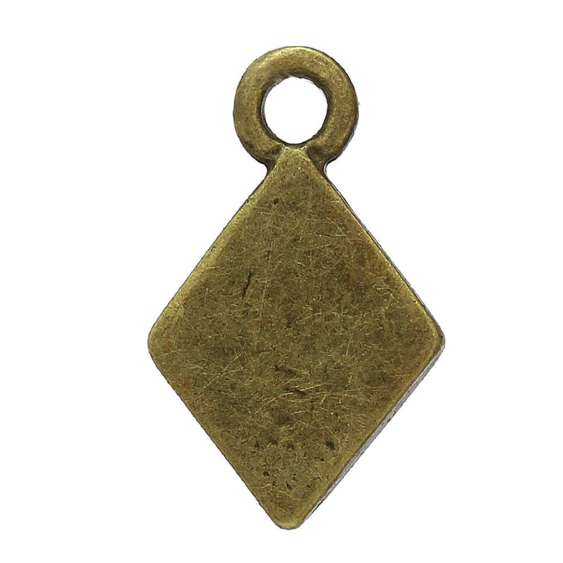 10 Bronze Plated DIAMOND Metal Stamping Blanks, 18 gauge, 1/2" x 3/8" (13x8mm) msb0276a
