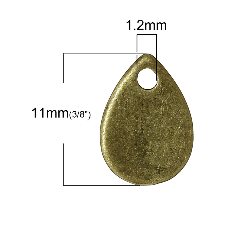 200 Bronze Plated TEARDROP Metal Stamping Blanks, 18 gauge, 1/2" x 3/8" (11x8mm) bulk package msb0277b