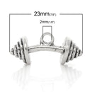 5 Silver Tone BARBELL Weightlifting Charms Pendants chs1872