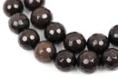 10mm Round Faceted CHOCOLATE BROWN Jade Gemstone Beads, full strand gjd0099