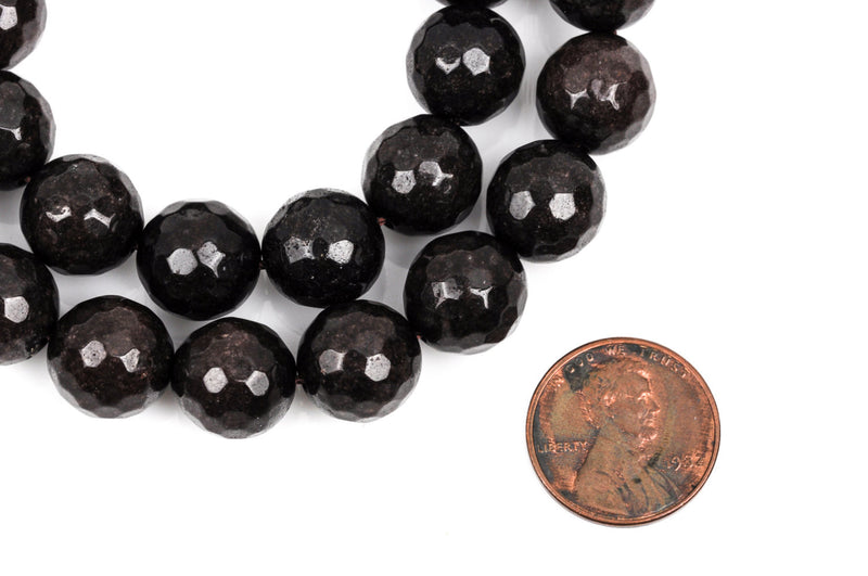12mm Round Faceted CHOCOLATE BROWN Jade Gemstone Beads, full strand gjd0100