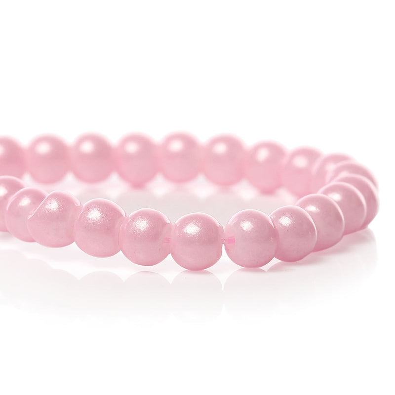 4mm LIGHT PINK PEARL Round Glass Beads, double strand . about 220 beads . bgl1223