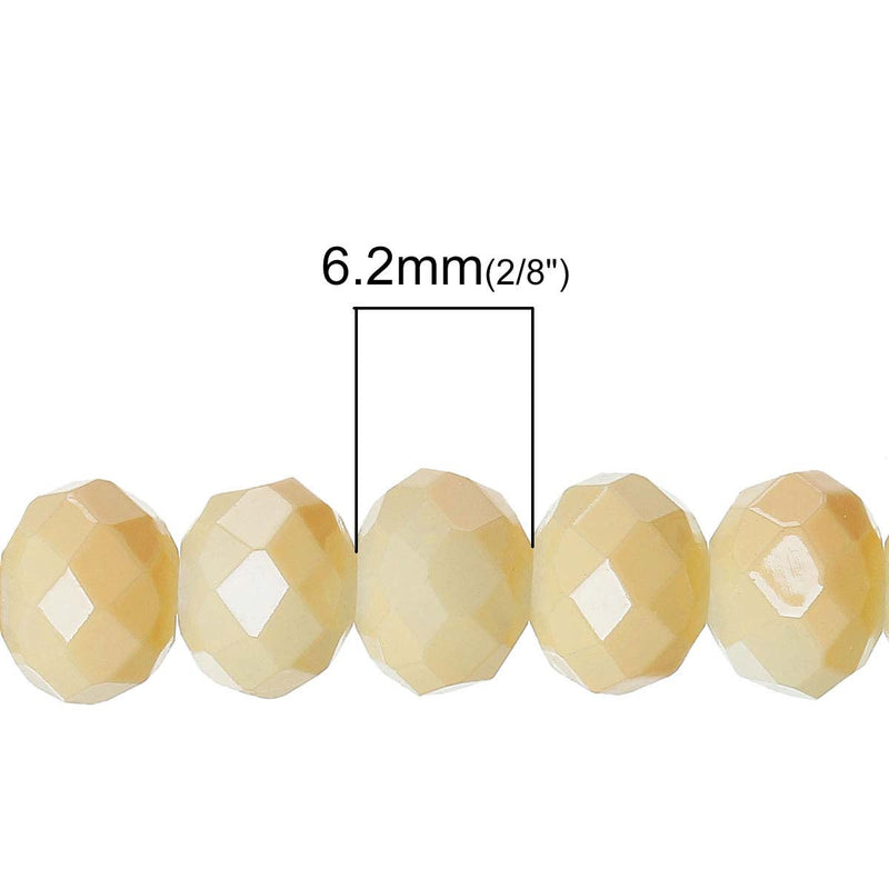 8mm CREAM YELLOW Opaque Crystal Glass Faceted Rondelle Beads, full strand, about 72 beads  bgl1225