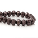 8mm x 6mm Pearl CHOCOLATE BROWN Opaque Crystal Glass Faceted Rondelle Beads . double strand, about 144 beads, bgl1226