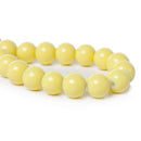 10mm Round Glass Beads, YELLOW CHIFFON, smooth, double strand, about 90 beads,  bgl1229