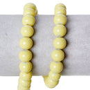10mm Round Glass Beads, YELLOW CHIFFON, smooth, double strand, about 90 beads,  bgl1229