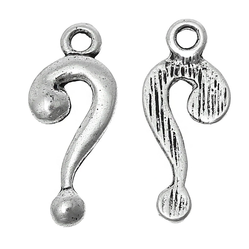 10 Silver QUESTION MARK Charm Pendants, antiqued silver metal, punctuation, meaning of life, chs1870